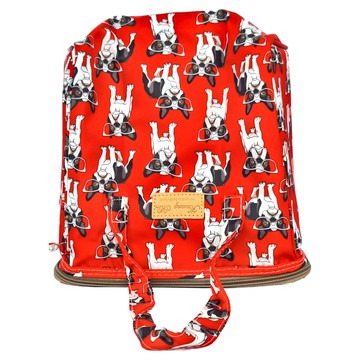 Kwang Min 英倫風保溫保冷防水便當袋 紅法鬥  中款(25 x 16 x 23cm)  1個