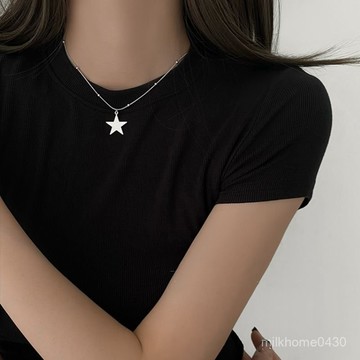 💛限時下殺💛2024新款嘻哈百搭五角星星項鏈女個性簡約鎖骨鏈網紅短款衛衣鏈
