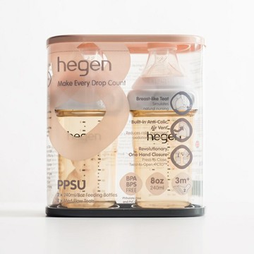 【怡家藥局】Hegen PCTO™金色奇蹟PPSU多功能方圓型寬口奶瓶 (雙瓶組) 奶瓶界的愛瑪仕