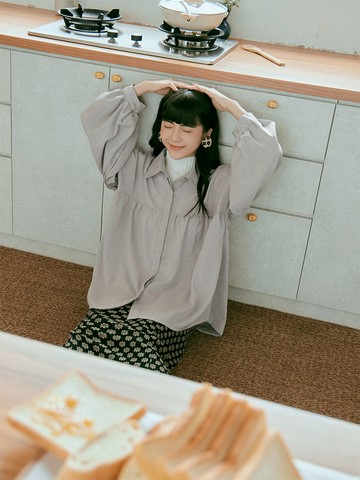 落肩拋袖寬鬆襯衫