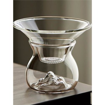 全玻璃公道杯茶漏一體式底座茶濾茶隔濾網高端過濾器茶葉漏斗茶具