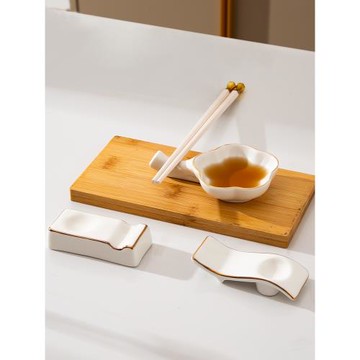 歐式陶瓷金邊兩用筷子架筷托家用酒店擺臺多用筷架筷枕湯匙托味碟