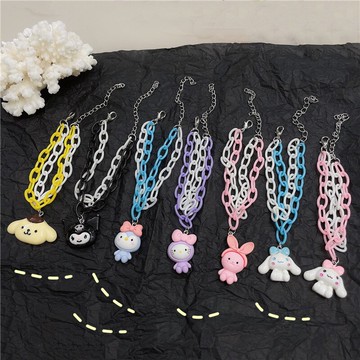 日系軟妹甜美粉色藍色玉桂狗手鏈少女手環學生飾品可愛大耳狗手串