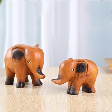 泰國手工實木雕刻小象擺件東南亞家居飾品可愛大象桌面創意擺件