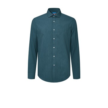 免熨防皺速乾吸濕排汗素色長袖上班襯衫/藍綠色 | 2612257267