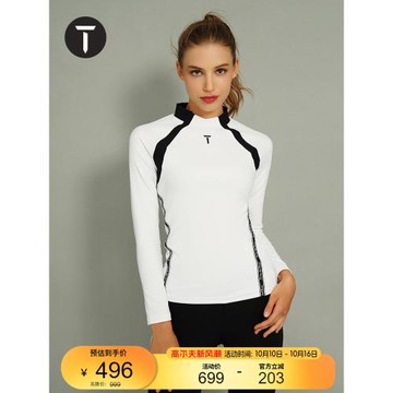 T/歐巡賽高爾夫女裝長袖T恤秋季時尚撞色拼接打底衫 EF222PC155