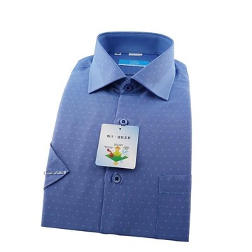 【襯衫工房】長袖襯衫-藍色細條緹花織紋