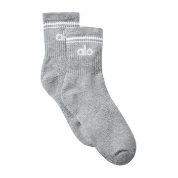 alo Unisex Half-Crew Throwback Sock 中性款復古條紋中筒襪 麻灰色 Athletic Heather Grey