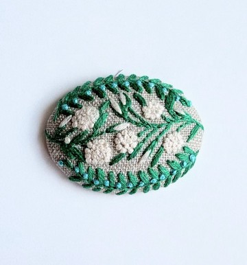 草花刺繡胸針 (botanical) #506