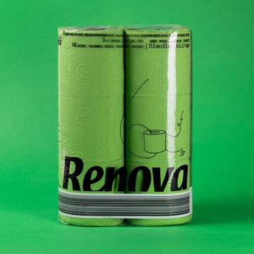 Renova滾筒木質檀香氛卷紙綠色純色六入敏感肌膚母嬰可用 小小兵