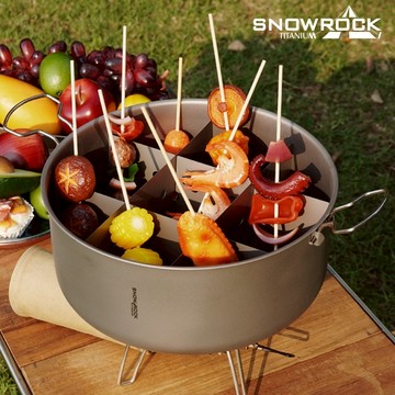 🔥台灣現貨🔥純鈦雙耳鍋 5.5L特大號鍋具 純鈦鍋具(手柄不鏽鋼) 戶外露營大號火鍋 九宮格火鍋 Snowrock鍋具