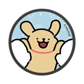 GRIP O (MagSafe 兼容） 黑 - Maltese線條小狗 - 小金毛討抱抱