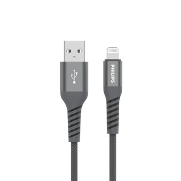 PHILIPS 原廠認證MFI  160cm MFI lightning手機充電線 DLC4558V/灰