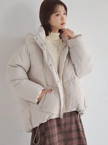 環保再生材質2WAY可拆式連帽抽繩下擺鋪棉大衣外套(01000621700) - earth music&ecology