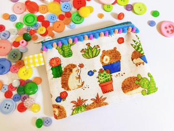 小刺蝟與多肉手作零錢包票卡包小物包