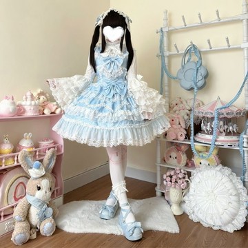 免運 臺灣出貨【戀與心悸】原創設計Lolita洋裝doll感jsk吊帶連衣裙夏季010812