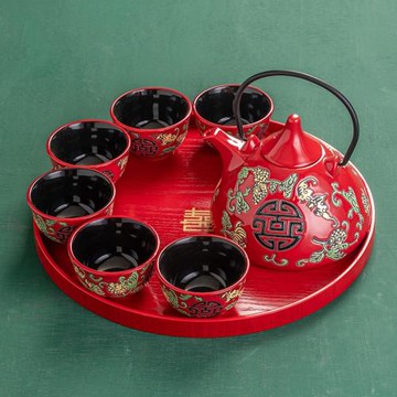 結婚茶具套裝客廳家用高檔創意婚慶用品大全敬茶杯壺新婚禮品禮物