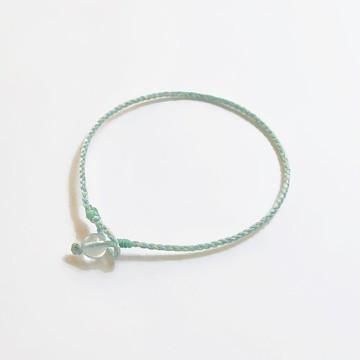 海藍寶四股編超細蠟線編織手環( 淺綠+米黃)