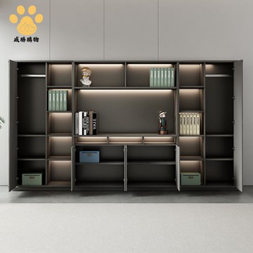 高檔文件櫃 辦公室儲物落地櫃 檔案櫃子 簡約現代老板桌配套書櫃ws9091