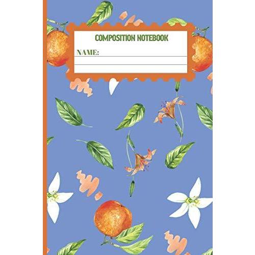 ノート 文具 おしゃれ |Composition Notebook: Cornflower Blue Orange gifts for women,m