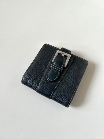 【復活節優惠】中古二手Loewe黑色皮革短夾小銀包零錢卡片手拿袋