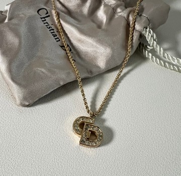 Dior CD水鑽閃爍吊墜頸鏈項鏈延長鏈 原裝袋 首飾盒 日本中古