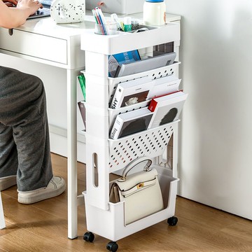 免運  學生書桌旁教室多功能大容量書架 可移動書架 書本收納架 置物架 小推車 書立