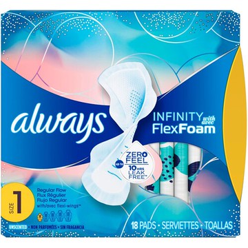 Always Infinity Regular Flexi-Wings Liners 18 Pads