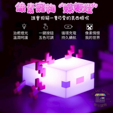 現貨 禮物🕯  ⛏️ 我的世界 Minecraft 麥塊 遊戲周邊 蠑螈燈 床頭小夜燈 夜燈 可變五色 模型 禮物