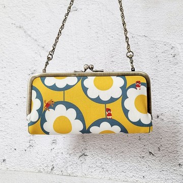 BoingBoing 長夾口金包 斜背包 鍊條包 防潑水手機包 生日禮物 女生禮物 母親節禮物 交換禮物 - 黃色花田