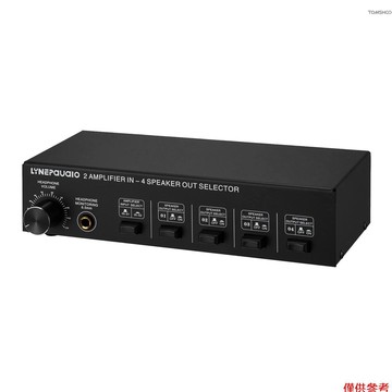 Winn LYNEPAUAIO 2 進 4 出揚聲器選擇器開關盒 4 區放大器和揚聲器選擇器,帶音量控制香蕉插孔 6.5