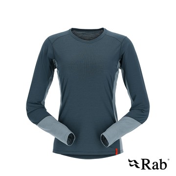 【英國 RAB】Syncrino Base LS Tee Wmns 羊毛混紡長袖排汗衣 女款 獵戶藍 #QBL33
