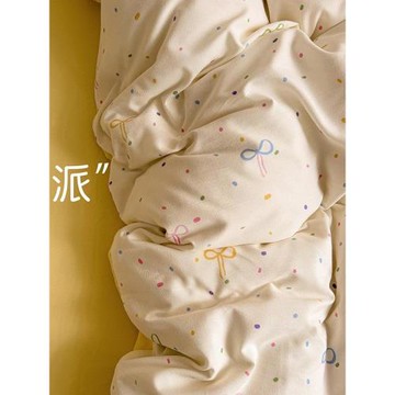 彩點點蝴蝶結針織雙層紗四件套被套床單床笠床包小清新可愛三件套