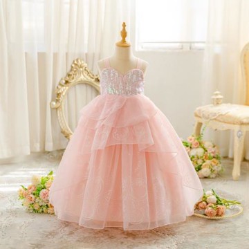 跨境爆款魔法壞女巫cosplay格琳達同款粉色連衣裙女童聚會晚禮服