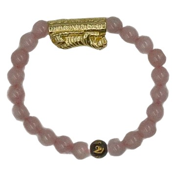 五行鑲嵌粉水晶咬錢虎手鍊  1條