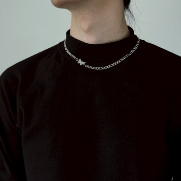 ☆LimeLight☆ 水鑽 蝴蝶 可愛 復古 Y2K 飾品 鈦鋼 項鍊 古巴項鍊 男女項鍊 ACC-K50011