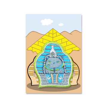 日本繡線刺繡胸章(刺蝟木乃伊)藍丨婚禮小物 開學