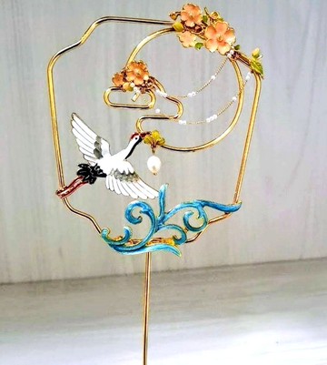 【年節佳禮】~仙鶴月影~迷你鏤空團扇