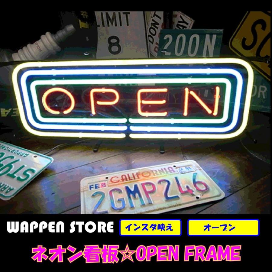 ネオンサイン 送料無料 カッコいい インテリア OPEN FRAME フレーム オープン ガレージ インスタ インスタ映え 海外ショップ  LINEショッピング