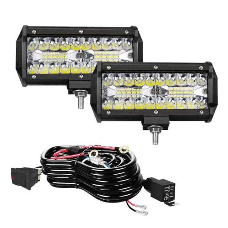 作業灯 LED 12V ワークライト 車 7インチ 120W 12V/24V兼用 集光&投光