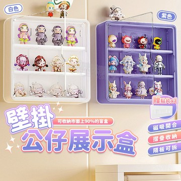 壁掛公仔展示盒【公仔好搭檔 隔板可拆 精緻保護】公仔收納盒 小公仔展示盒 收藏展示櫃 盲盒展示 扭蛋 萌粒 防塵展示盒