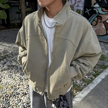 【20ss_select】立領boxy短寬水洗外套 秋冬外套 男生外套 外套 水洗外套 日系 刷舊水洗 女生外套 工裝