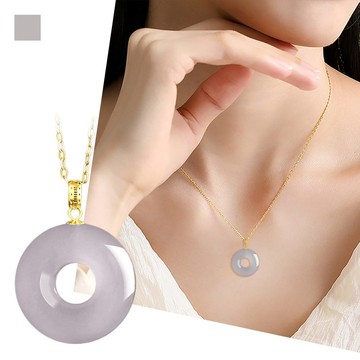 平安扣項鍊 和田玉吊墜 天然玉石 玉石飾品 甜甜圈掛件 女生項鏈 820