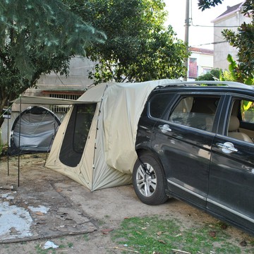 ??快速出貨 可開發票 升級4人車尾帳篷,4人車尾延伸帳篷,三面帶門廳網紗4人車尾大帳篷