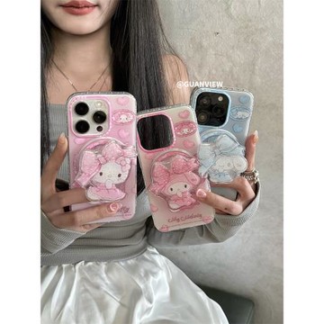 guanview ins超甜公主波點蝴蝶結kitty美樂蒂適用iPhone16ProMax蘋果15手機殼14Pro全包13軟16雙層工藝防摔套