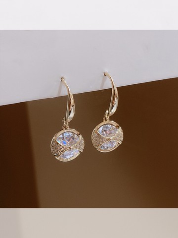 光面耳鉤時尚耳環小眾設計感精致高級冷淡風微鑲耳飾年新款潮