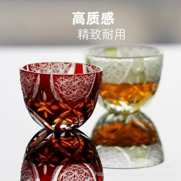 日式江戶切子手工雕刻水晶玻璃威士忌酒杯shot杯清酒杯工廠直銷