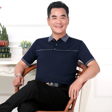 中年男士短袖父親老年人夏裝棉質夏季百搭40-50歲爺爺上衣爸爸t恤
