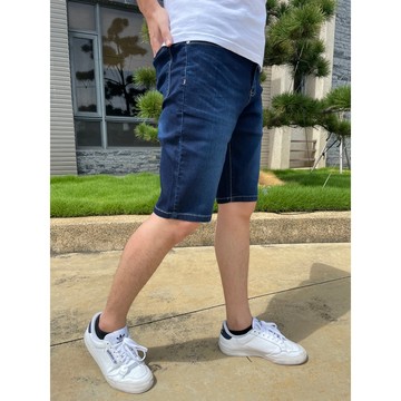 【最後一件台灣牛仔褲】28-46腰 涼感紗修身牛仔短褲 深藍 F3001
