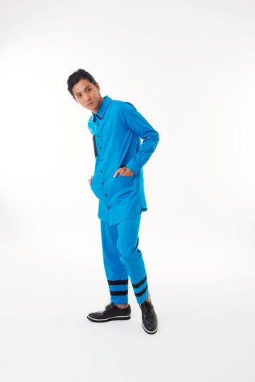 Sevenfold - Double collar color matching shirt 雙領撞色襯衫 (寶藍)